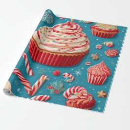 Süße Leckereien & Zuckerstangen Türkis Geburtstag  Geschenkpapier