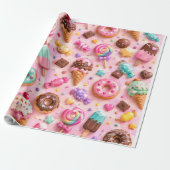 Süße Leckerlis & Eiscreme Muster Geschenkpapier (Ungerollt)
