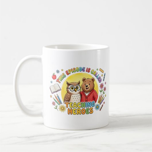 Süße Lehrer-Eule-und-Bär-Design Kaffeetasse (Links)