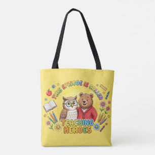Süße Lehrer-Eule-und-Bär-Design Tasche