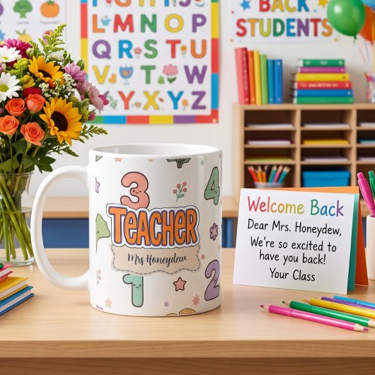 Süße Lehrer-Schulzahlen-Muster  Kaffeetasse