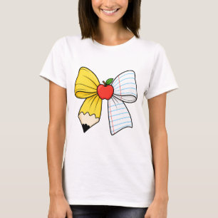 Süße Lehrerin Bogen Bleistift Papier Apfel Schulal T-Shirt