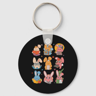 Süße Lehrerin Bunny Kaninchen liest Osterhasen B Schlüsselanhänger