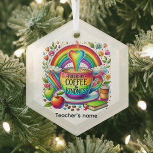 Süße Lehrerin Kaffee Freundlichkeit Wortkunst Ornament Aus Glas