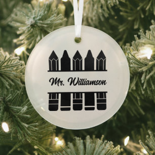 Süße Lehrerin mit Monogramm Ornament Aus Glas