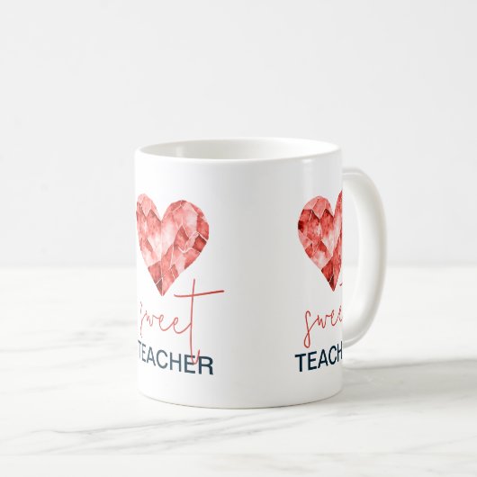 Süße Lehrerin mit rotem Herz Kaffeetasse (VorderseiteRechts)