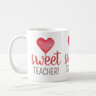 Süße Lehrerin mit süßer rosa Bonbon-Valentinsgesch Kaffeetasse