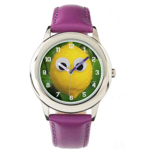 Süße Lemenuhr mit Google-Augen für Kinder Armbanduhr (Vorderseite)