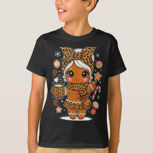 Süße Leopard Lebkuchen Mädchen Kokette Schleife Fe T-Shirt
