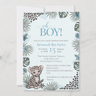 Süße Leopard Safari Jungen-Baby-Party Einladung