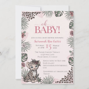 Süße Leopard Safari Mädchen Baby-Party Einladung