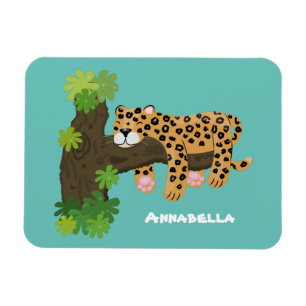 Süße Leopard schläft in Baum Comic-Illustration Magnet