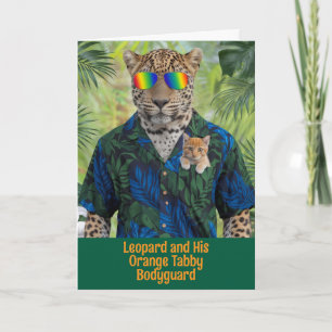 Süße Leopard und Orange Tabby Grußkarte Karte