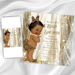 Süße Leopardin Mädchen Ethnische Babygirl Shower Einladung