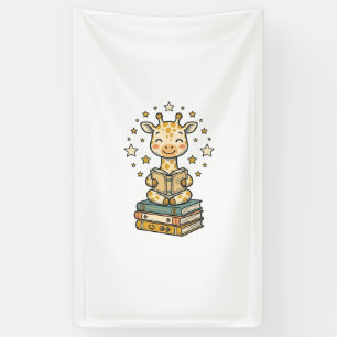 Süße lesende Giraffe Buchliebhaber Vintage-Shirt D Banner