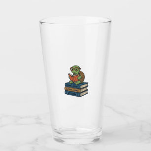 Süße lesende Schildkröte auf Büchern Vintage Vekto Glas