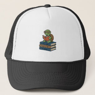Süße lesende Schildkröte auf Büchern Vintage Vekto Truckerkappe