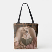 Süße Lesewasserfarben-Bibliotheksillustration mit Tasche (Rückseite)