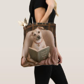 Süße Lesewasserfarben-Bibliotheksillustration mit Tasche (Von Nahem)