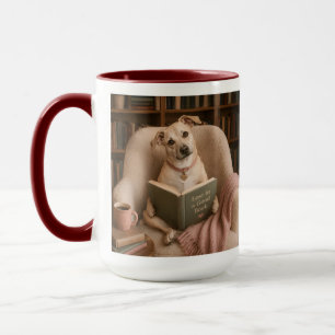Süße Lesewasserfarben-Bibliotheksillustration mit Tasse