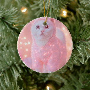 Süße leuchtende Rentier-Kitty-Winterfantasie       Keramik Ornament