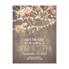 süße Lichterketten rustikale Save-the-Date-Postkar