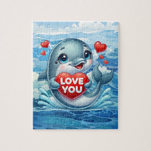 Süße Liebe Delfin Strand Puzzle (Vertikal)