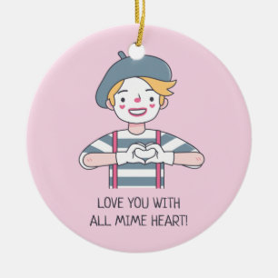 Süße Liebe dich mit ganzem Mime-Herz Rosa Keramik Ornament