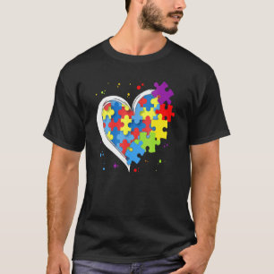Süße Liebe Farbige Puzzleteil Herz Autismus-Bewuss T-Shirt