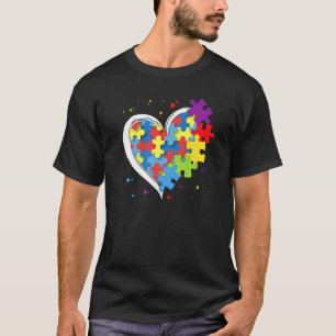 Süße Liebe Farbige Puzzleteil Herz Autismus-Bewuss T-Shirt