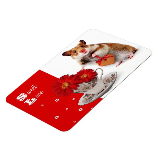 Süße Liebe. Funny Hamster Valentine's Day-Geschenk Magnet (Linke Seite)