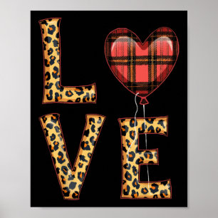 Süße Liebe Karo-Herz-Leopard Valentinstag Frauen Poster