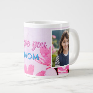 Süße Liebe Mama rosa Blumen 2 Fotos Jumbo-Tasse