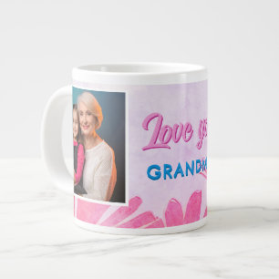 Süße Liebe Oma Rosa Blumen 2 Fotos Jumbo-Tasse