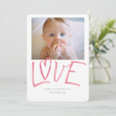 Süße "LIEBE" Rosa Wasserfarbe Valentinstag Einladung (Stehend Vorderseite)