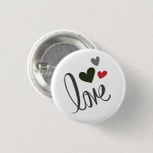 Süße Liebe Rot/Schwarze Herzen Valentinstag Button (Vorne & Hinten)