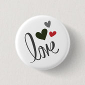 Süße Liebe Rot/Schwarze Herzen Valentinstag Button (Vorderseite)