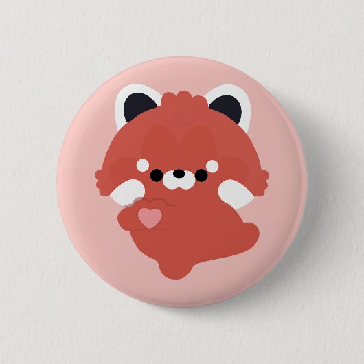 Süße Liebe Roter Panda Button (Vorderseite)