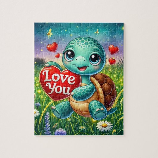 Süße Liebe Schildkröte Herz Puzzle (Vertikal)