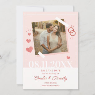 Süße Liebes-Herz-Foto-Save-the-Date-Einladung Einladung