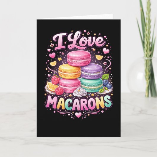 Süße Liebes-Macarons Feiertagskarte (Vorderseite)