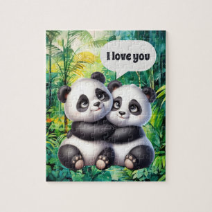 Süße Liebes-Pandas anpassbar Puzzle