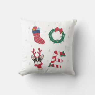 Süße Liebes-Weihnachts-Feiertags-Welpen-Kranz Kissen