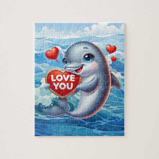 Süße Liebesdelfin Strand Puzzle (Vertikal)