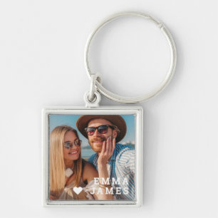 Süße Liebesherz-Foto-Paare Personalisierte Namen Schlüsselanhänger