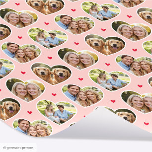 Süße Liebesherzen 4 Fotos Elegantes Aprikosenrosa Geschenkpapier