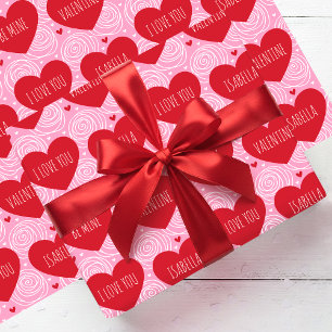 Süße Liebesherzen mit individuellem Text, modernes Geschenkpapier