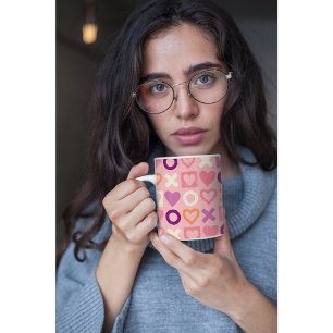 Süße Liebesherzen & Umarmungen XOXO Modernes Abstr Kaffeetasse
