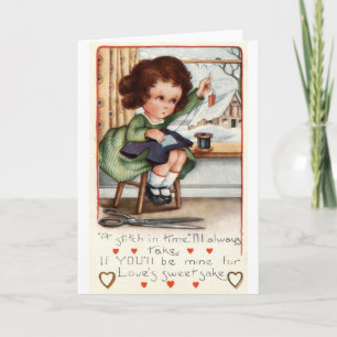 Süße Liebessache Valentins-Wiedergabe Vintage 1922 Feiertagskarte