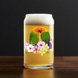 Süße Liebesvögel Tropische Blumen Romantischer Vog Dosenglas